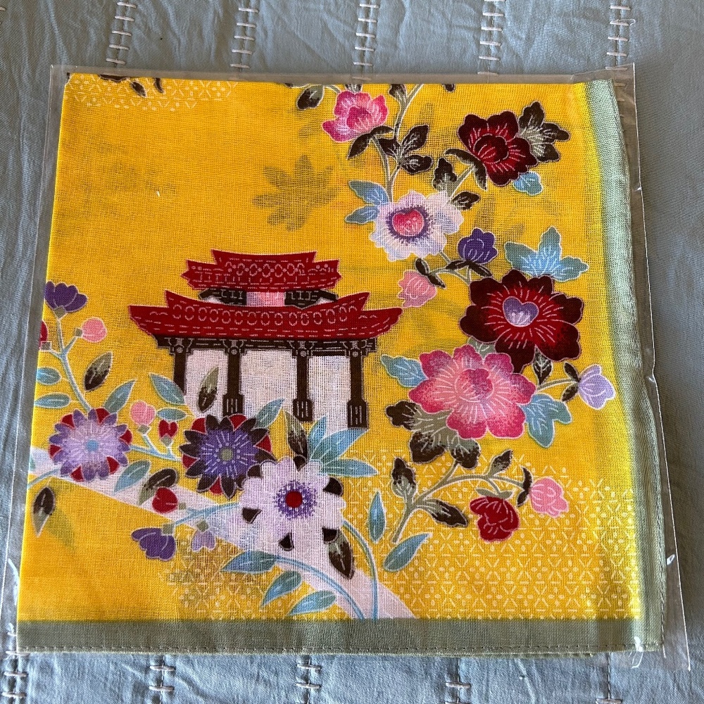 Okinawan Depiction of Historic Castle Handkerchief